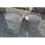 Two galvanised buckets.