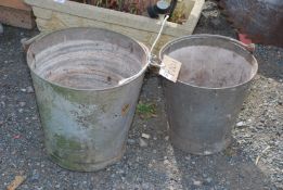 Two galvanised buckets.