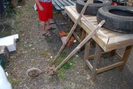 A vintage wheeled cultivator A/F.