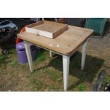 An old pine kitchen draw leaf table, a/f.
