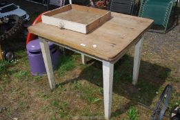 An old pine kitchen draw leaf table, a/f.