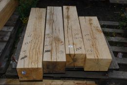 Four pieces of oak; 9 1/2" x 7 1/2" x 29 1/2", 7 1/2" x 7 1/2" x 39 1/4",