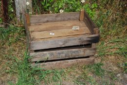 Three apple/vegetable crates from 'Stokes of Bomford'.