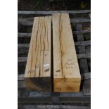 Two pieces of oak; 6" x 7 1/2" x 42" long and 6" x 7 1/2" x 38" long.