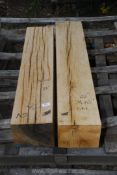 Two pieces of oak; 6" x 7 1/2" x 42" long and 6" x 7 1/2" x 38" long.