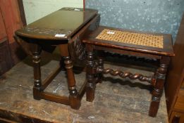 A small drop leaf occasional table and one other