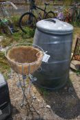 A floor standing basket planter and a 330 litre compost bin.