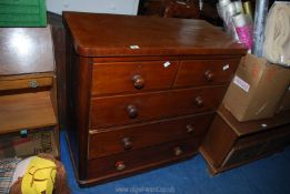 A chest of drawers, 3 over 2 drawers 39" x 18" x 40".