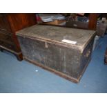 A late Victorian dark stained Pine blanket chest, a/f, 34" wide, 18" high and 19" deep, approx.
