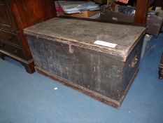 A late Victorian dark stained Pine blanket chest, a/f, 34" wide, 18" high and 19" deep, approx.