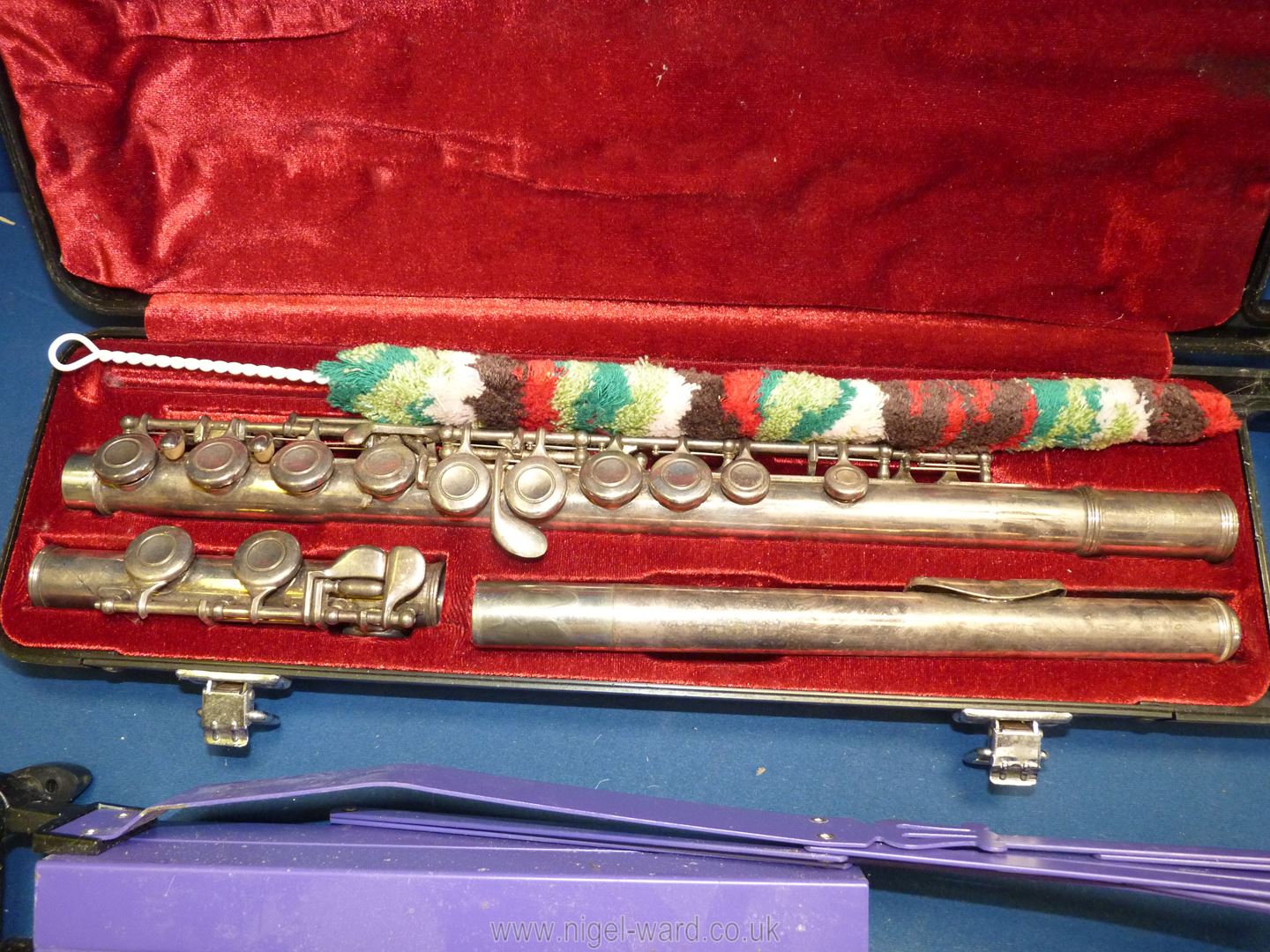 A cased Yamaha YFL211S flute with a purple adjustable music stand. - Image 2 of 2