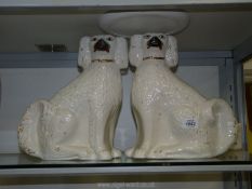 A pair of white mantle spaniels 12½ " tall