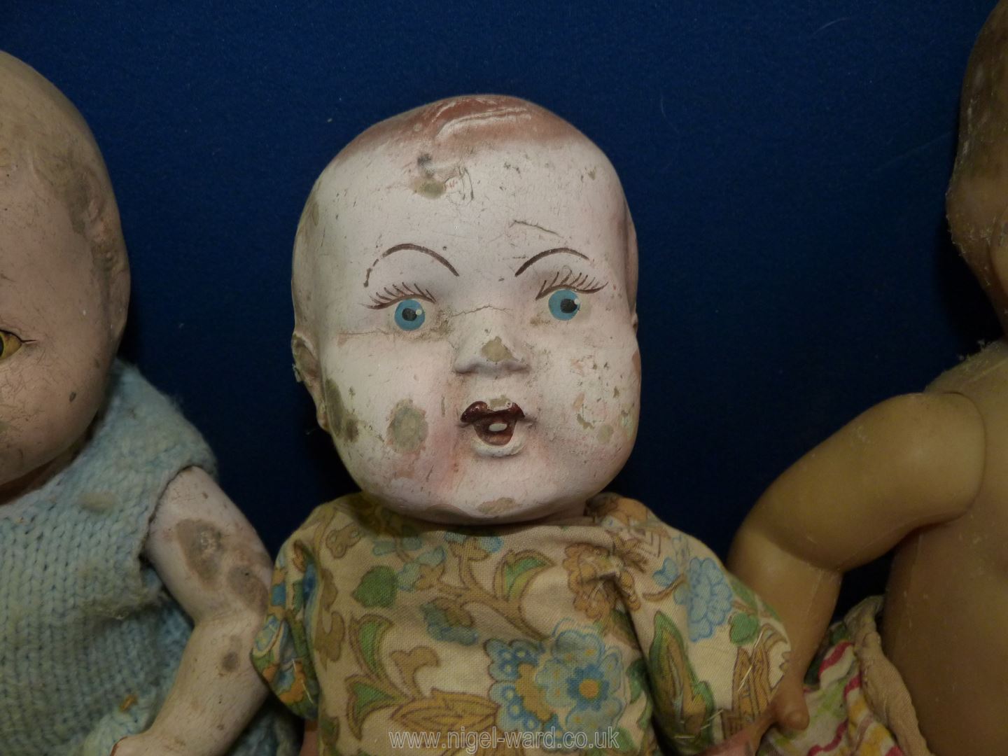 Four old dolls, one being rag doll, all a/f. - Image 3 of 5
