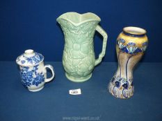 A small quantity of china including Burslem vase, matt green jug 'Sunflower' by Kensington, etc.