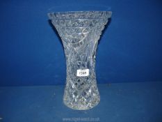 A tall cut glass vase (small chip to rim) 11 1/2" tall.