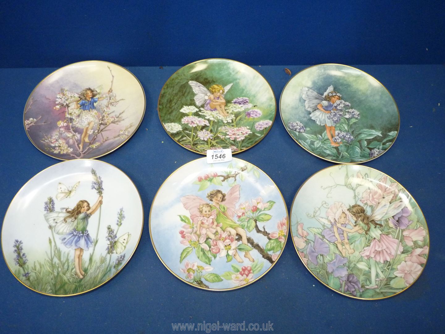 Six flower fairy cabinet plates from Villeroy and Boch limited edition flower fairies collection.