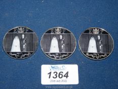 Three silver plated Crowns, commemorating 2017 Gibraltar depicting Elizabeth & Philip.