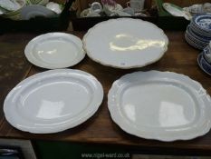 A small quantity of white china including scalloped edge lazy Susan and 3 meat plates, some a/f.
