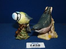 A Beswick Nuthatch and Blue Tit, all in good condition.