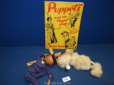 An early Pelham White poodle puppet, The sailor puppet (no boxes) and Book of Puppets.