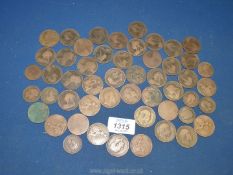 A quantity of Pennies, mostly Victorian including 1860, plus various half-pennies including 1886.