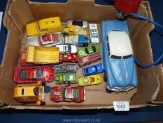 A quantity of model cars and vehicles mostly Corgi including 007 Aston Martin, Ford Escort,