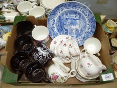 A quantity of china including mug, matching Stoke-on-Trent cup, saucer and jug,