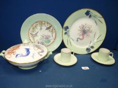 Three pieces of oriental design porcelain all marked with variations of Celia Johns name including