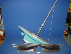 Three wooden model yacht hulls including one marked ' Albatross' yachts.