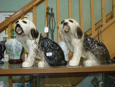 Two fireside Old English Sheepdogs figures, 13 3/4" tall.