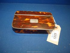 An early 19th c. silver bound turtle shell tobacco box 5" x 3" x 1 1/4".