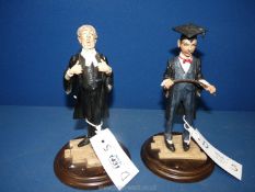 Two Country Artists Stratford Editions figures on wooden bases, School teacher (900) 8 1/2" tall,