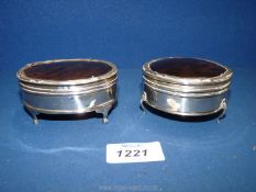 Two silver antique trinket boxes with Tortoiseshell tops, one Birmingham 1929 Adie Bros. Ltd.