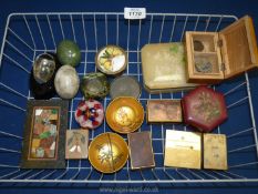 A small quantity of miscellanea including matchbox cases, slate base Pietra Dura paperweight,