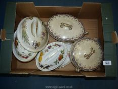 Two oval Worcester ''Evesham'' lidded tureens,