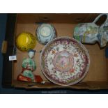 A quantity of oriental style china including Mason's jug, large bowl,figure etc, all a/f.