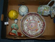 A quantity of oriental style china including Mason's jug, large bowl,figure etc, all a/f.