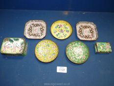 A small quantity of cloisonne items including matchbox case,