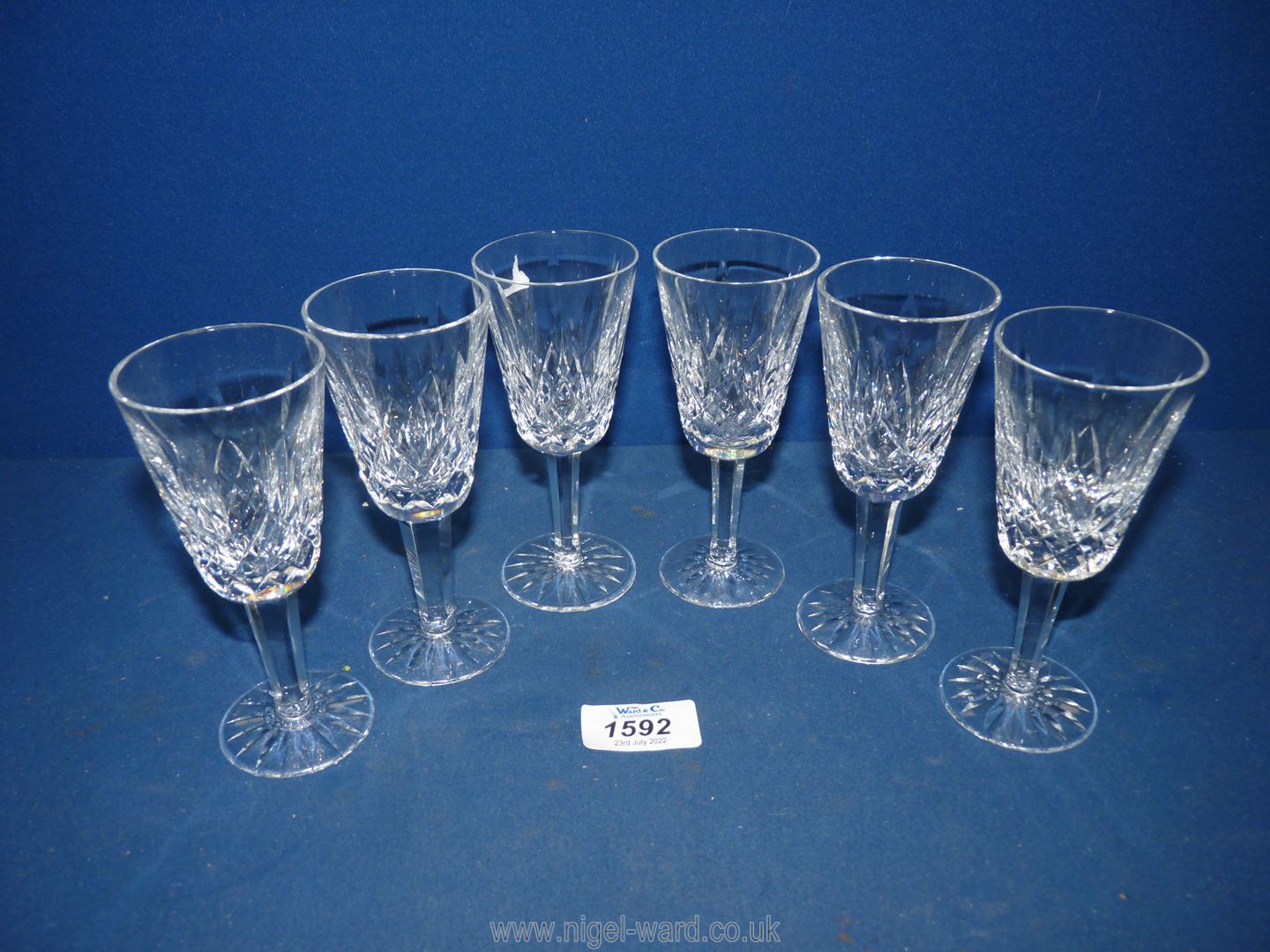 Six Waterford 'Lismore' Sherry glasses.