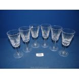 Six Waterford 'Lismore' Sherry glasses.
