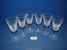 Six Waterford 'Lismore' Sherry glasses.