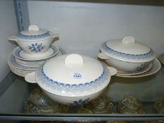 A part Wedgwood 'Persephone' pattern dinner service by Ravilious to include two large and one small