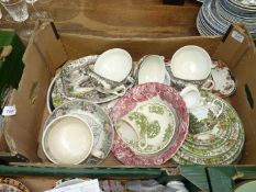 A quantity of china to include Copeland Spode plates, Masons, Wood and Son bowl,