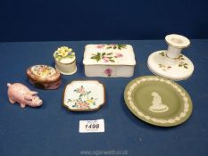 A quantity of china including Staffordshire 'Forget Me Not' box, Limoges pill box,