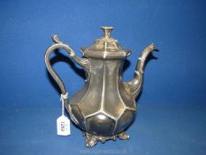 A rare commemorative James Dixon & Sons coffee pot with finial inscribed 'Ich Dien - born Nov 9th