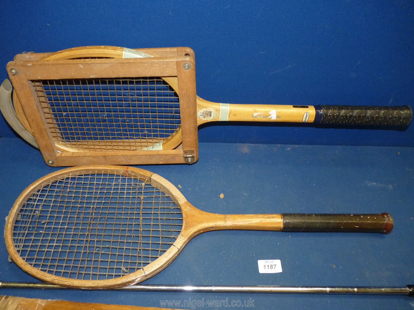 A Slazenger tennis racquet with press, Gray-Nicolls Ltd. - Image 2 of 2