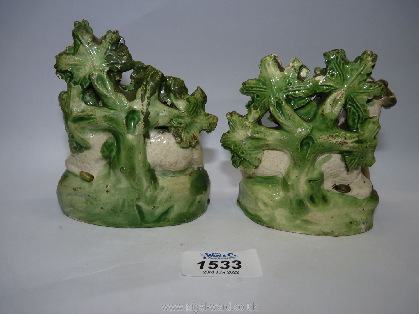 A pair of Staffordshire Sheep spill holders, 4 3/4'' high, - Image 3 of 3