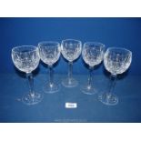 Five Waterford 'Lismore' Hock glasses.