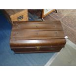 A metal storage trunk circa 1910, 25 1/2" x 15" x 15".