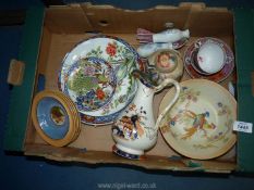 A quantity of Oriental china to include plates with detailed scenes of birds, bud vases,